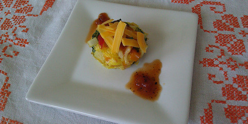 Take-and-Run Frittatas Plated with Salsa, Kate Hamilton