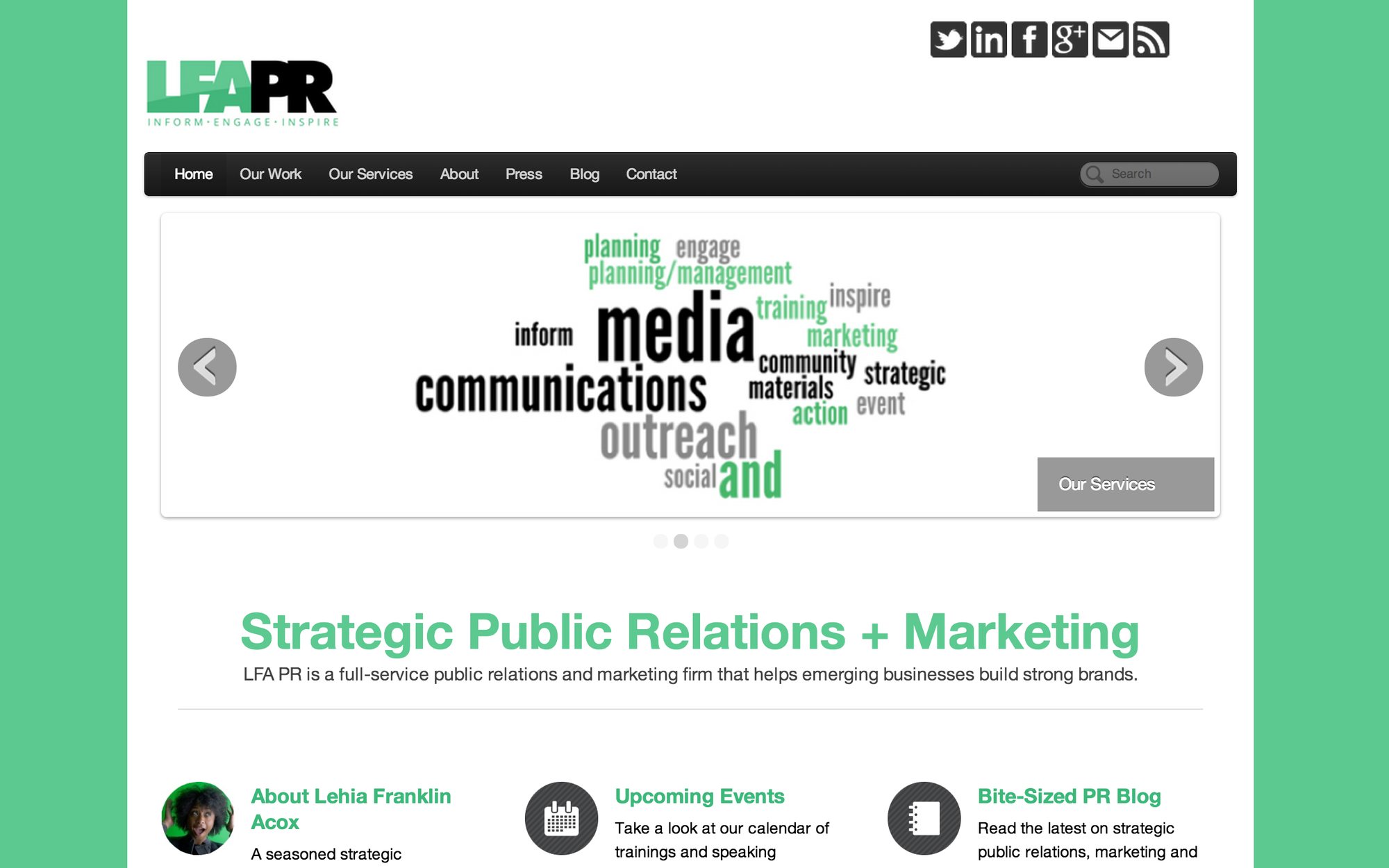 LFA PR homepage as launched in 2013