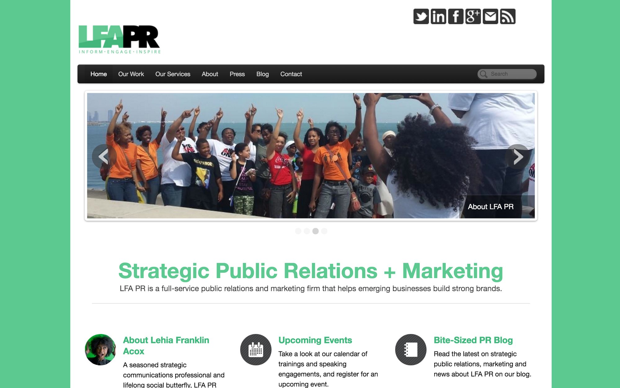 LFA PR homepage section on its services