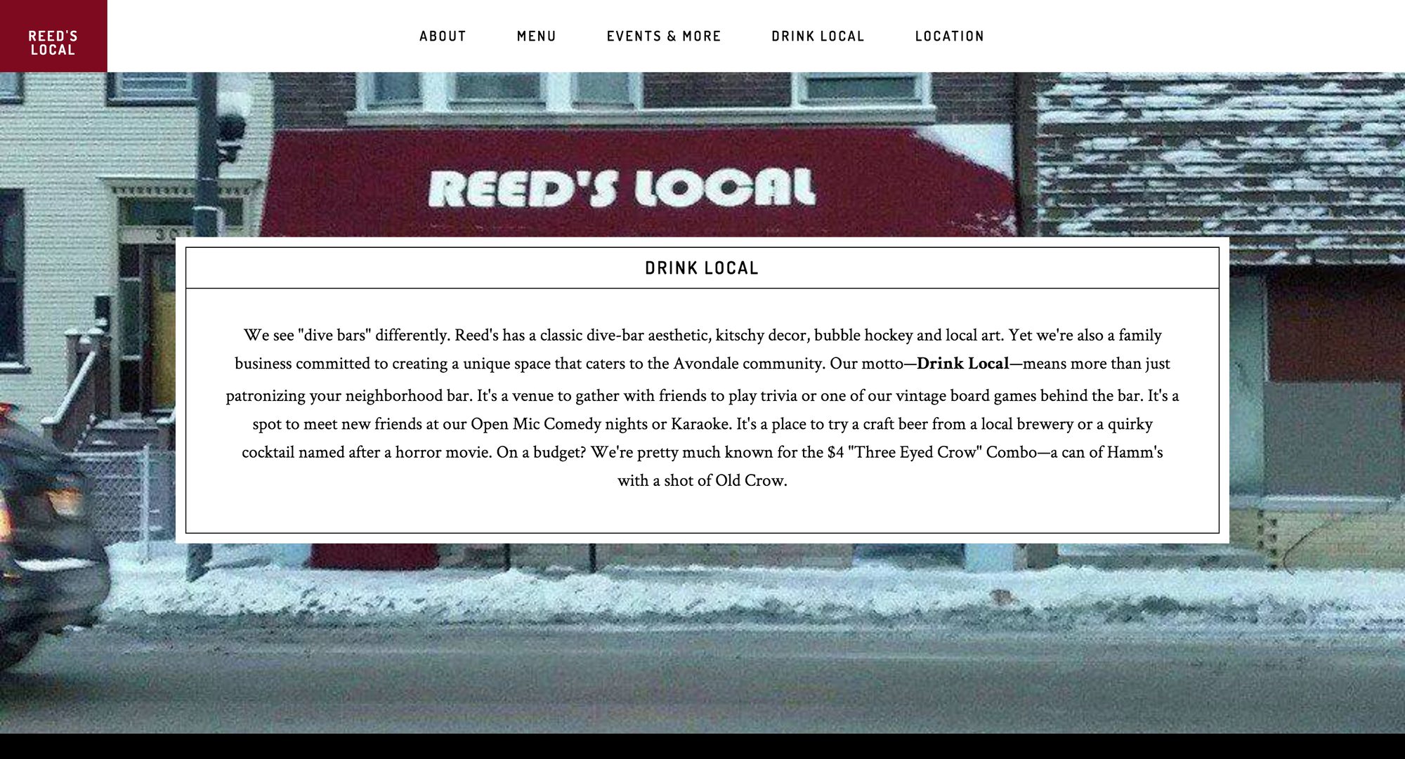 Reed's Local Drink Local page featuring Chicago breweries